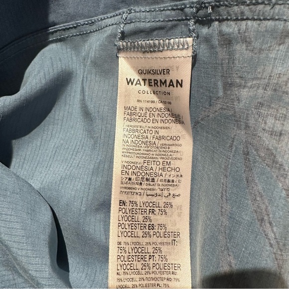 Quiksilver Waterman The Chase Button Down Shirt - Sea Blue Size Medium NWT - Picture 4 of 4